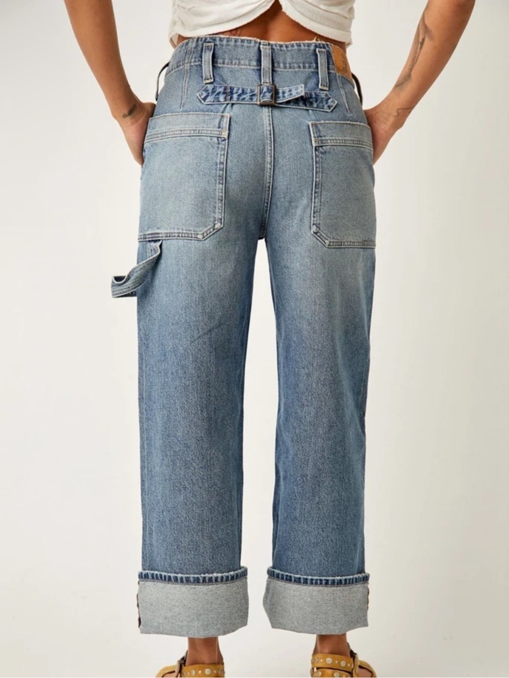 WE THE FREE Light Blue High Rise Wide-Leg Crop Jeans